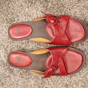 Red Sofft brand one strap sandals size 8